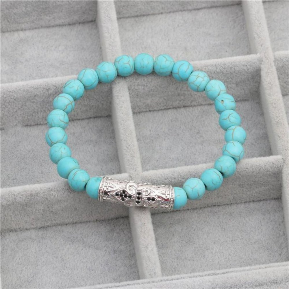 2 in 1 blue turquoise beaded bracelets for women